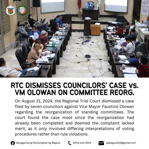 RTC dismisses councilors’ case vs VM Olowan on committee reorg.